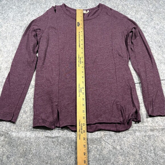 Nation LTD Womens Purple Crew Long Sleeve Pullover Cropped Shirt Top Sz M - Picture 5 of 9